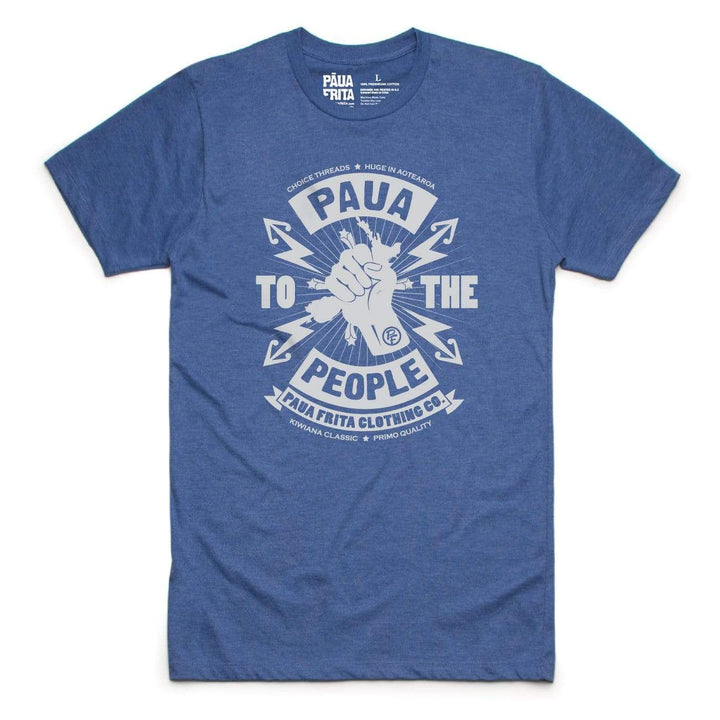 Brand: Paua Frita Tee Shirt SMALL / HEATHERED BLUE Paua to the People MENS TEE